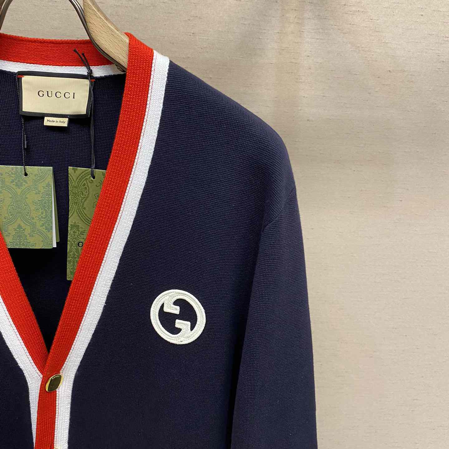 Gucci Knit Wool Cardigan With Patch - PerfectKickZ