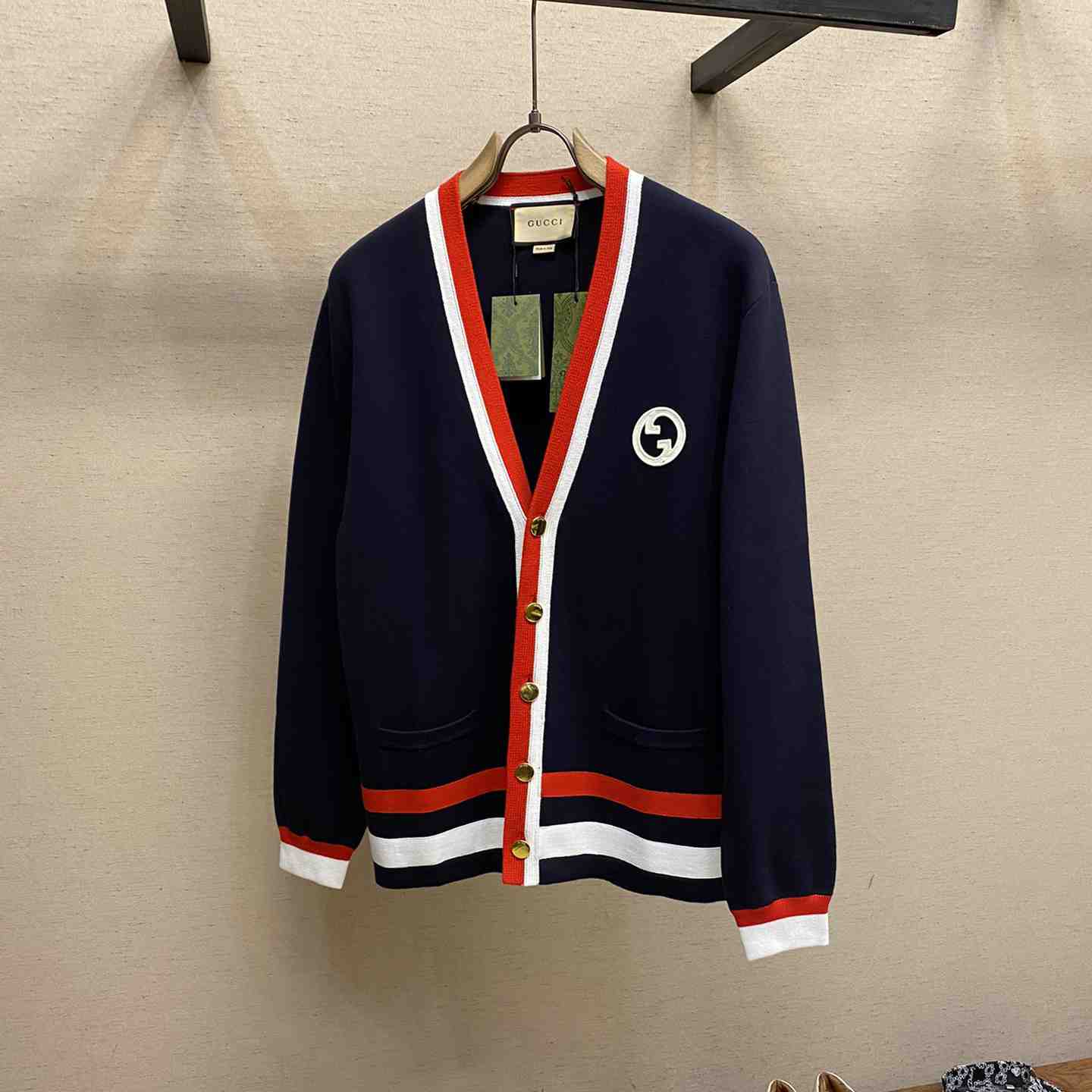 Gucci Knit Wool Cardigan With Patch - PerfectKickZ