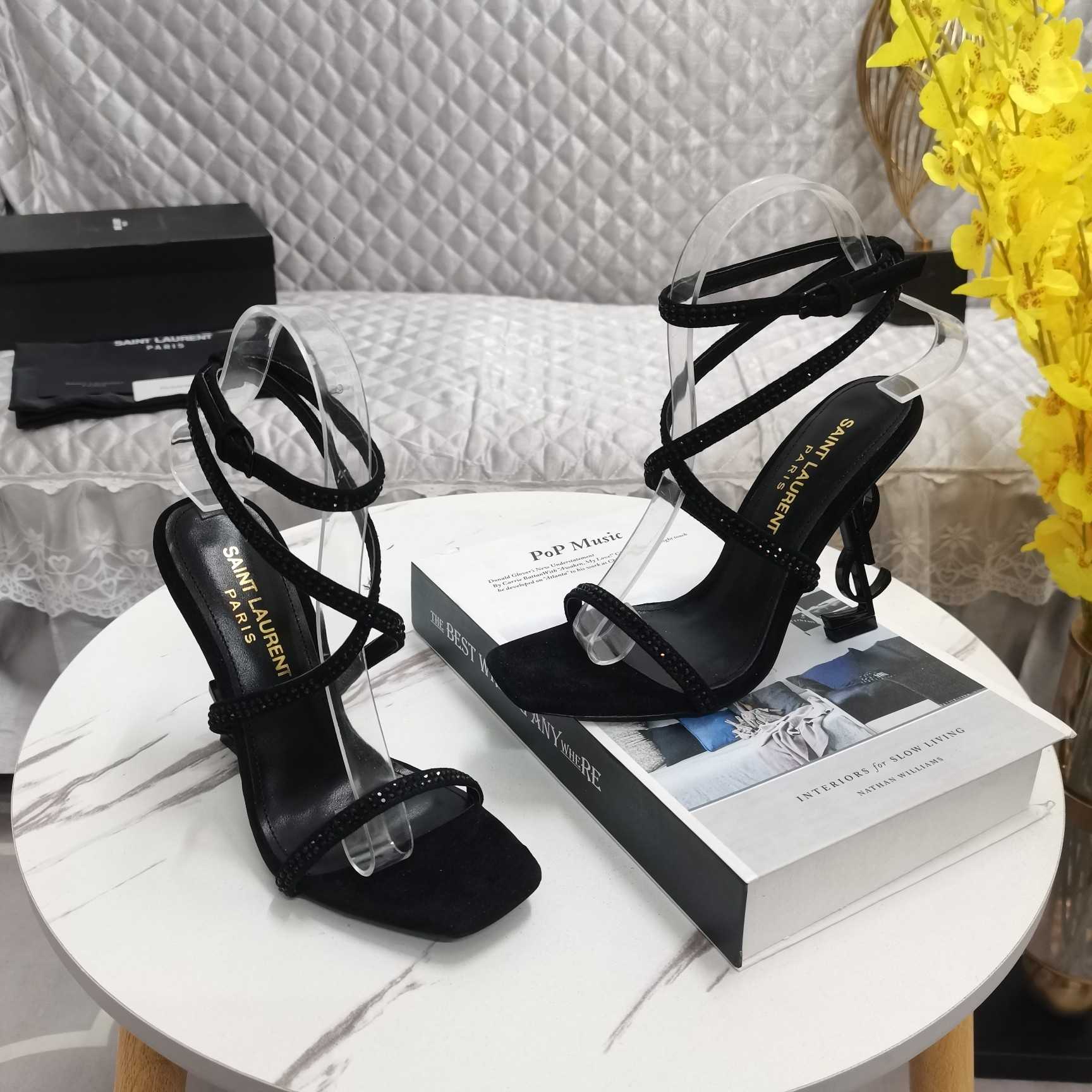 Saint Laurent Opyum Embellished Satin Sandals - PerfectKickZ