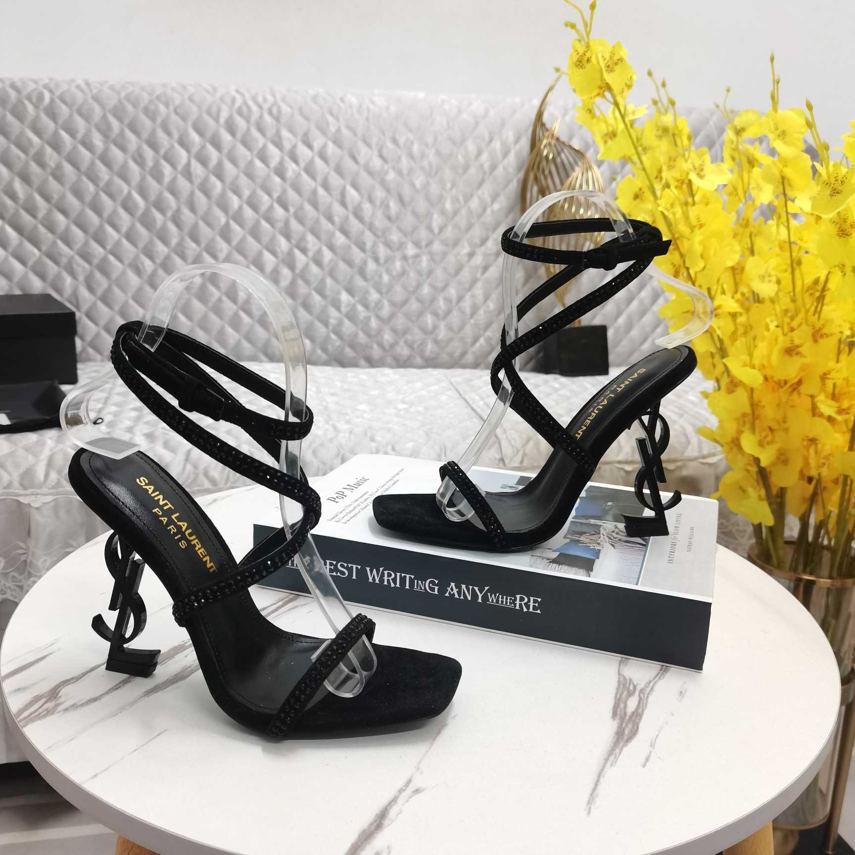Saint Laurent Opyum Embellished Satin Sandals - PerfectKickZ