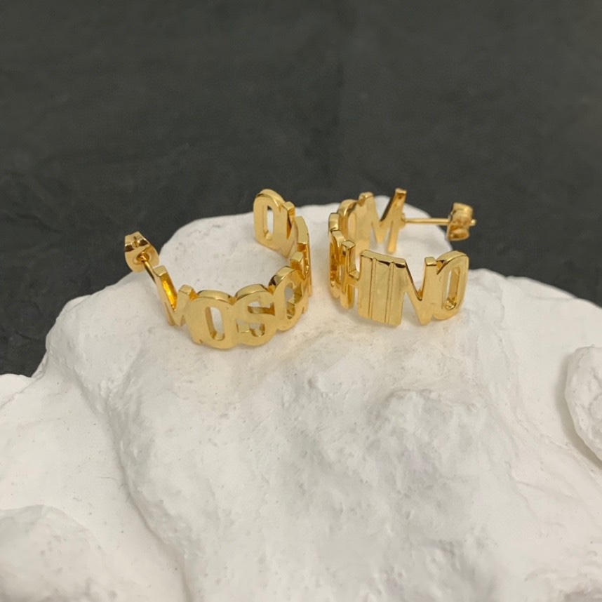 Moschino Logo-lettering Small Hoop Earrings - PerfectKickZ