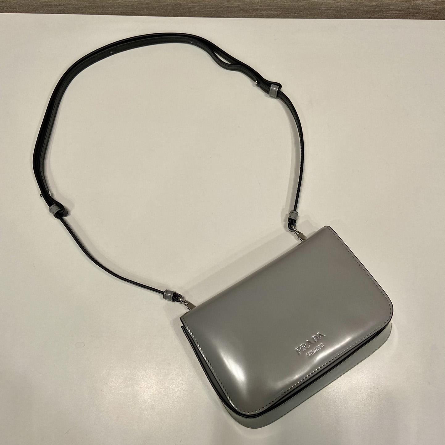 Prada Brushed Leather Mini-bag With Shoulder Strap - PerfectKickZ
