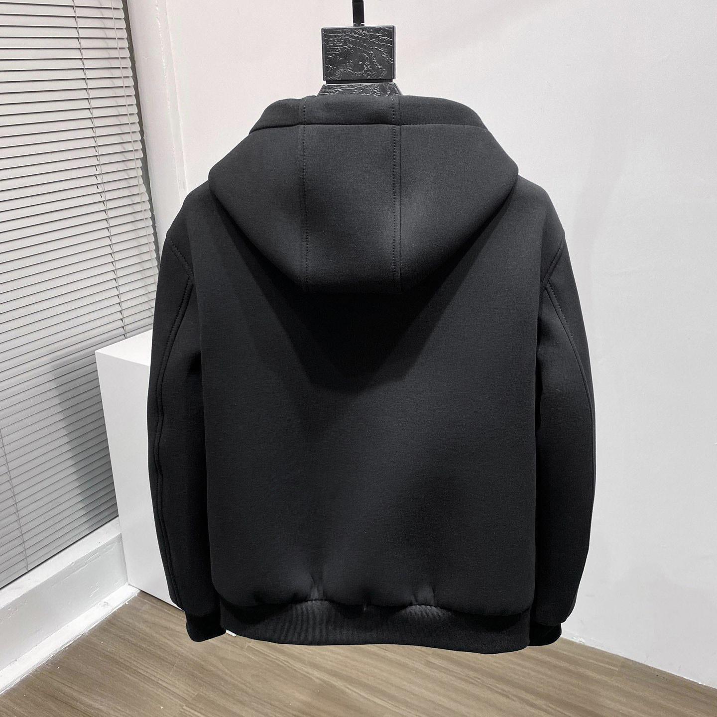 Prada Technical Fleece And Leather Hoodie Jacket - PerfectKickZ