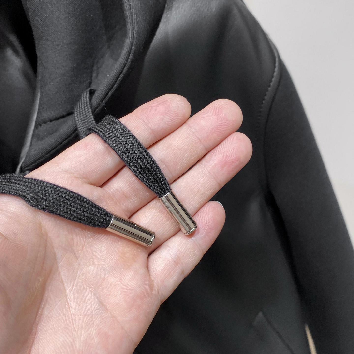 Prada Technical Fleece And Leather Hoodie Jacket - PerfectKickZ