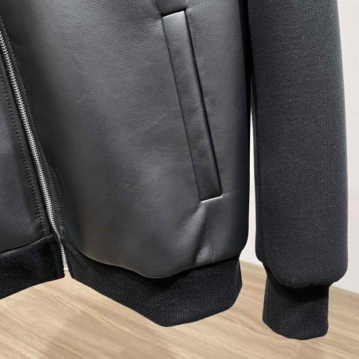 Prada Technical Fleece And Leather Hoodie Jacket - PerfectKickZ