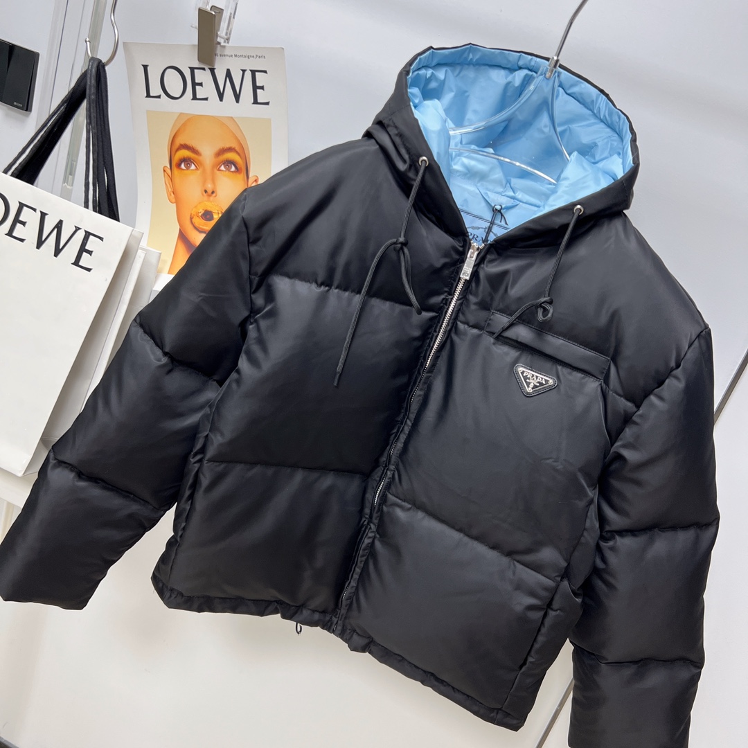 Prada Re-Nylon Gabardine Hooded Down Jacket - PerfectKickZ