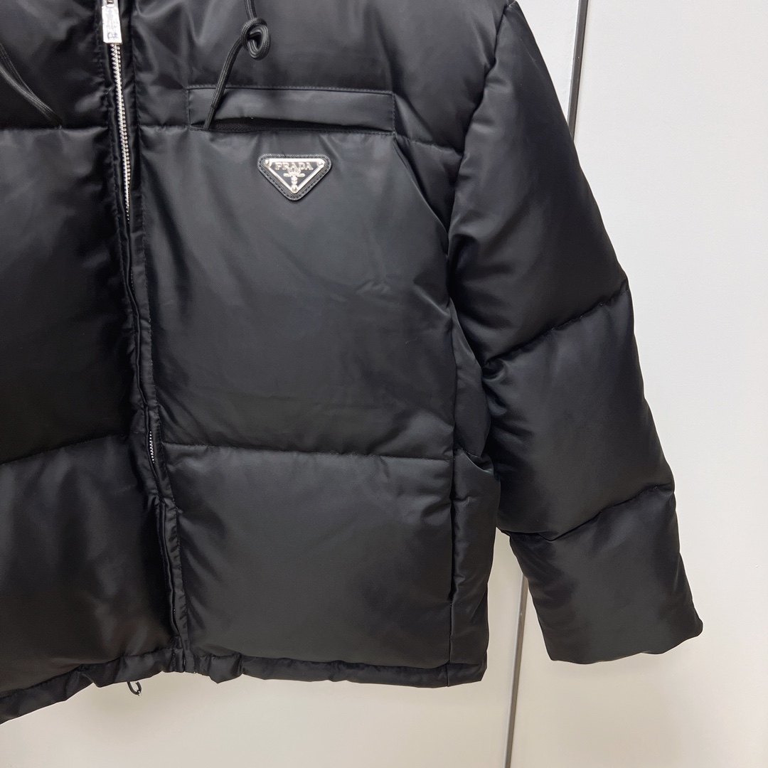 Prada Re-Nylon Gabardine Hooded Down Jacket - 