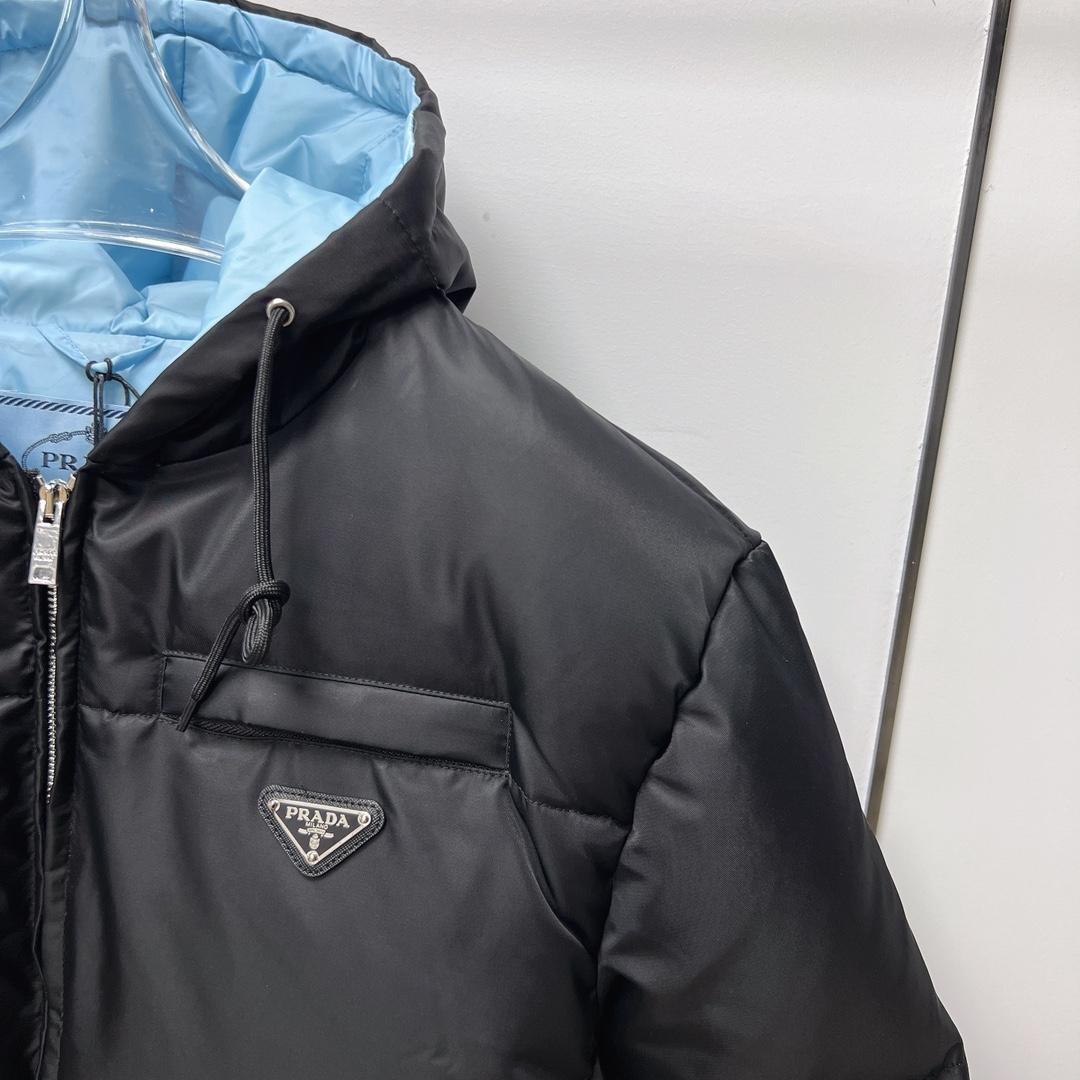 Prada Re-Nylon Gabardine Hooded Down Jacket - 