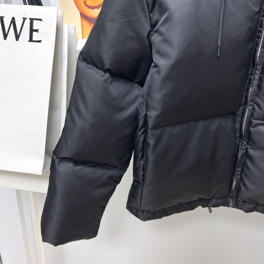Prada Re-Nylon Gabardine Hooded Down Jacket - 