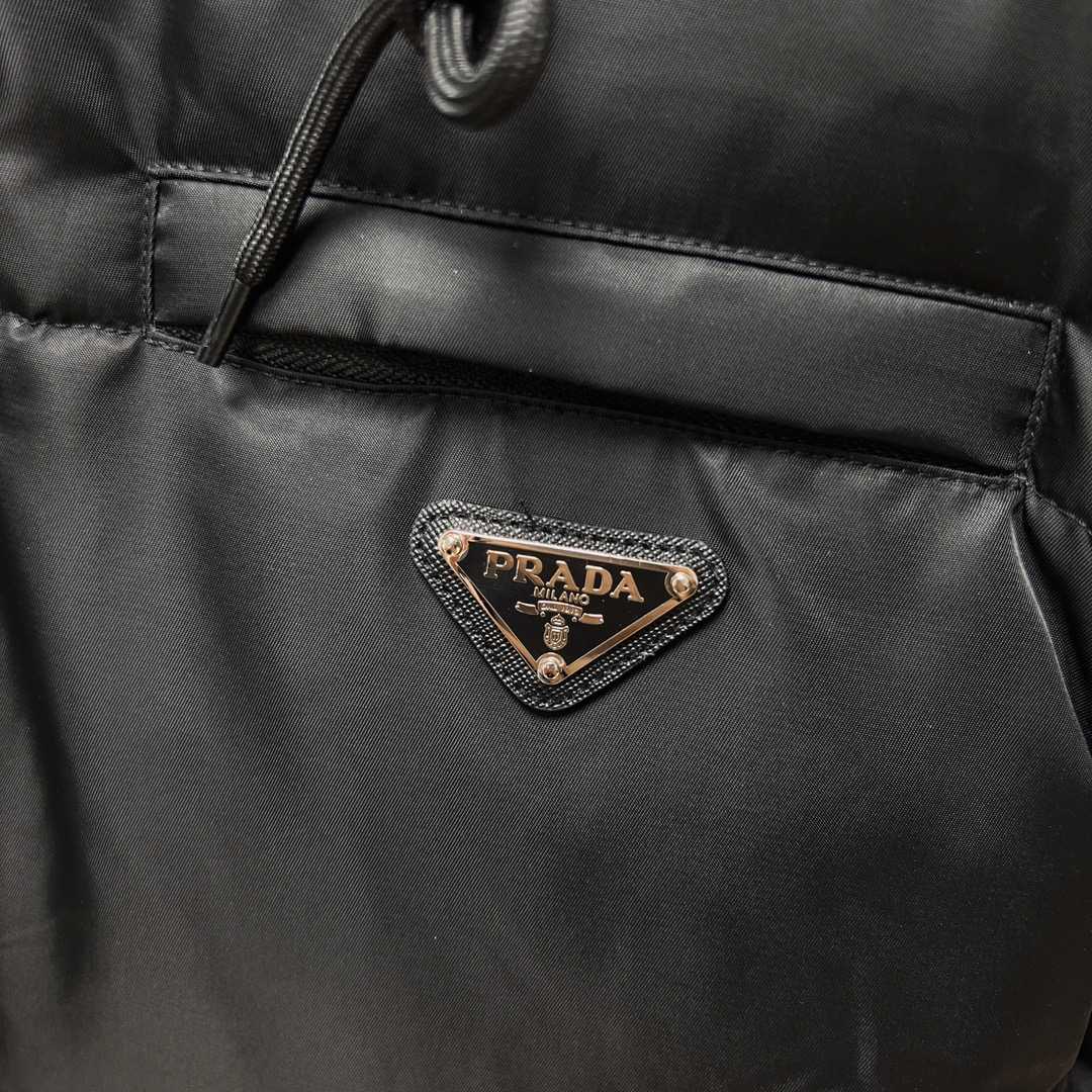 Prada Re-Nylon Gabardine Hooded Down Jacket - 