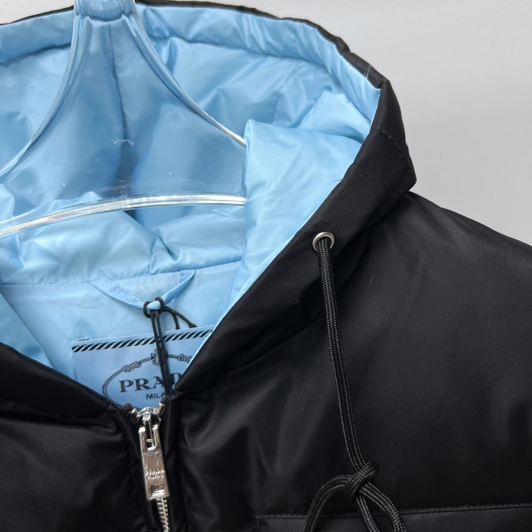 Prada Re-Nylon Gabardine Hooded Down Jacket - 