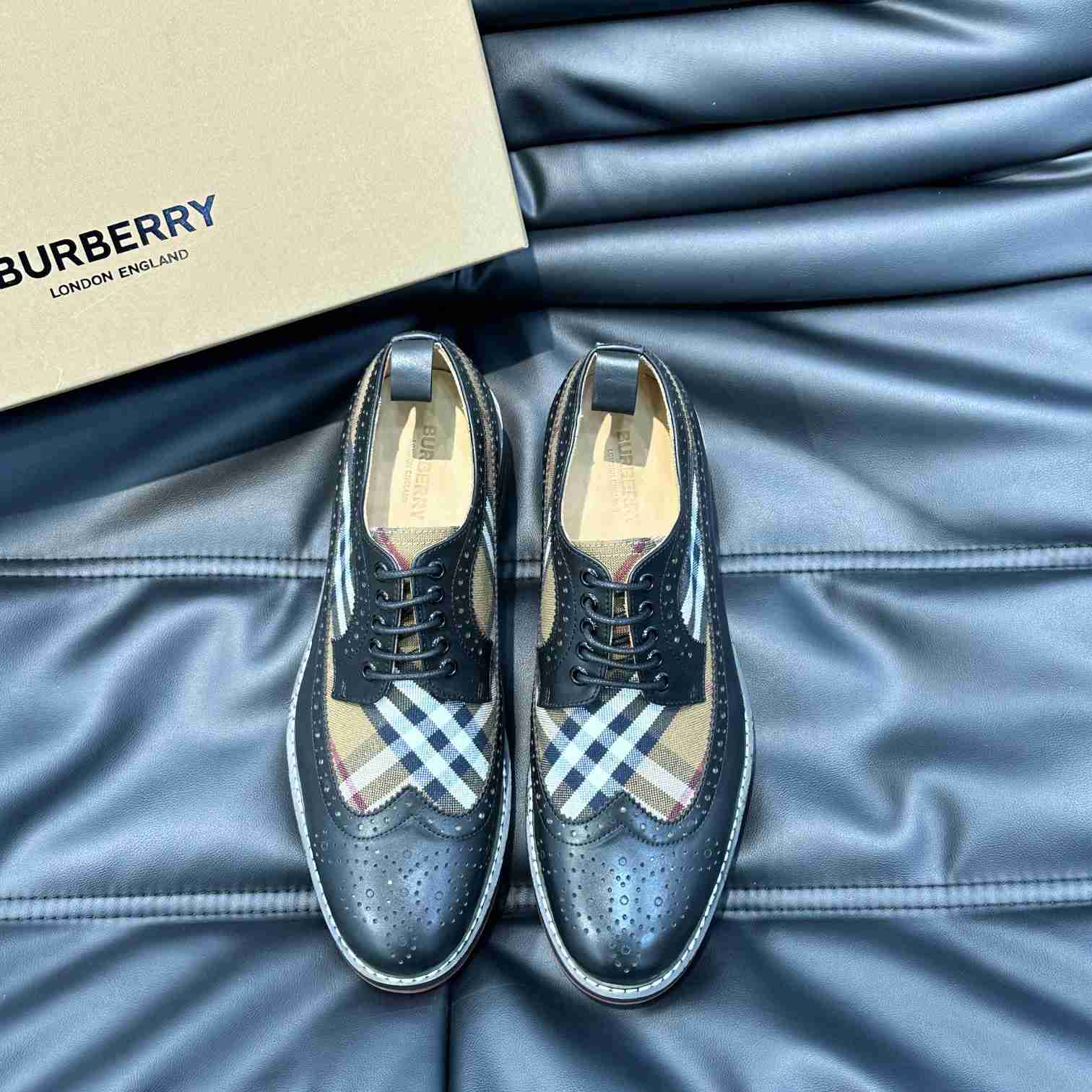 Burberry Vintage Check Paneled Derby Shoes - PerfectKickZ