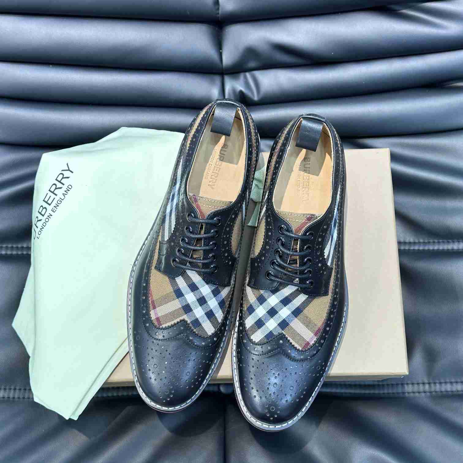 Burberry Vintage Check Paneled Derby Shoes - PerfectKickZ