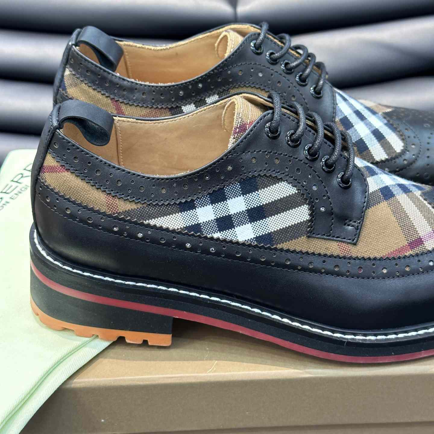 Burberry Vintage Check Paneled Derby Shoes - PerfectKickZ