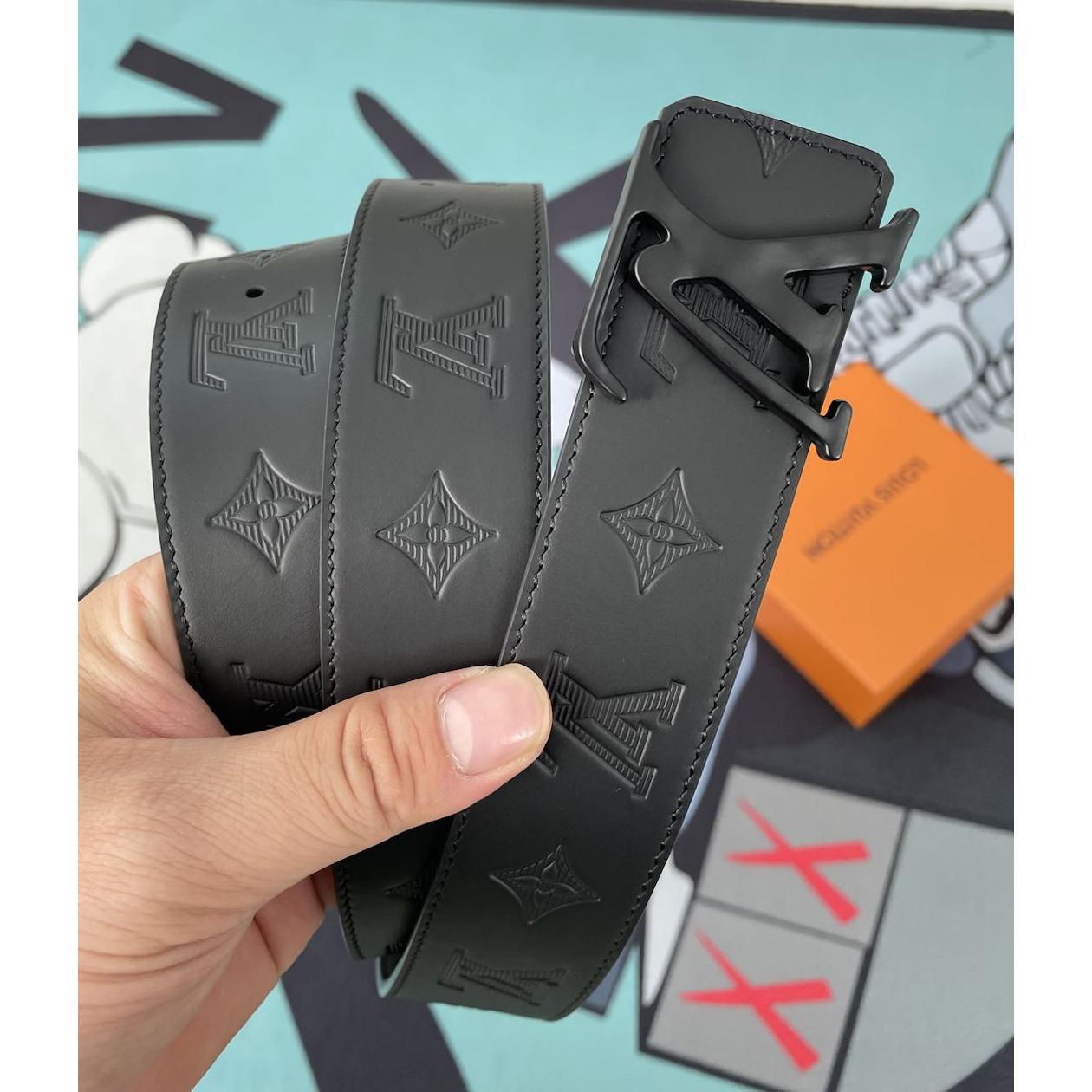 Louis Vuitton Monogram Black Leather Belt - PerfectKickZ