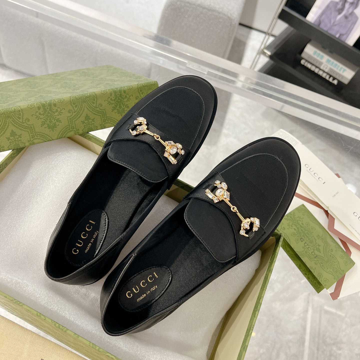 Gucci Women's Horsebit Loafer With Crystals - PerfectKickZ