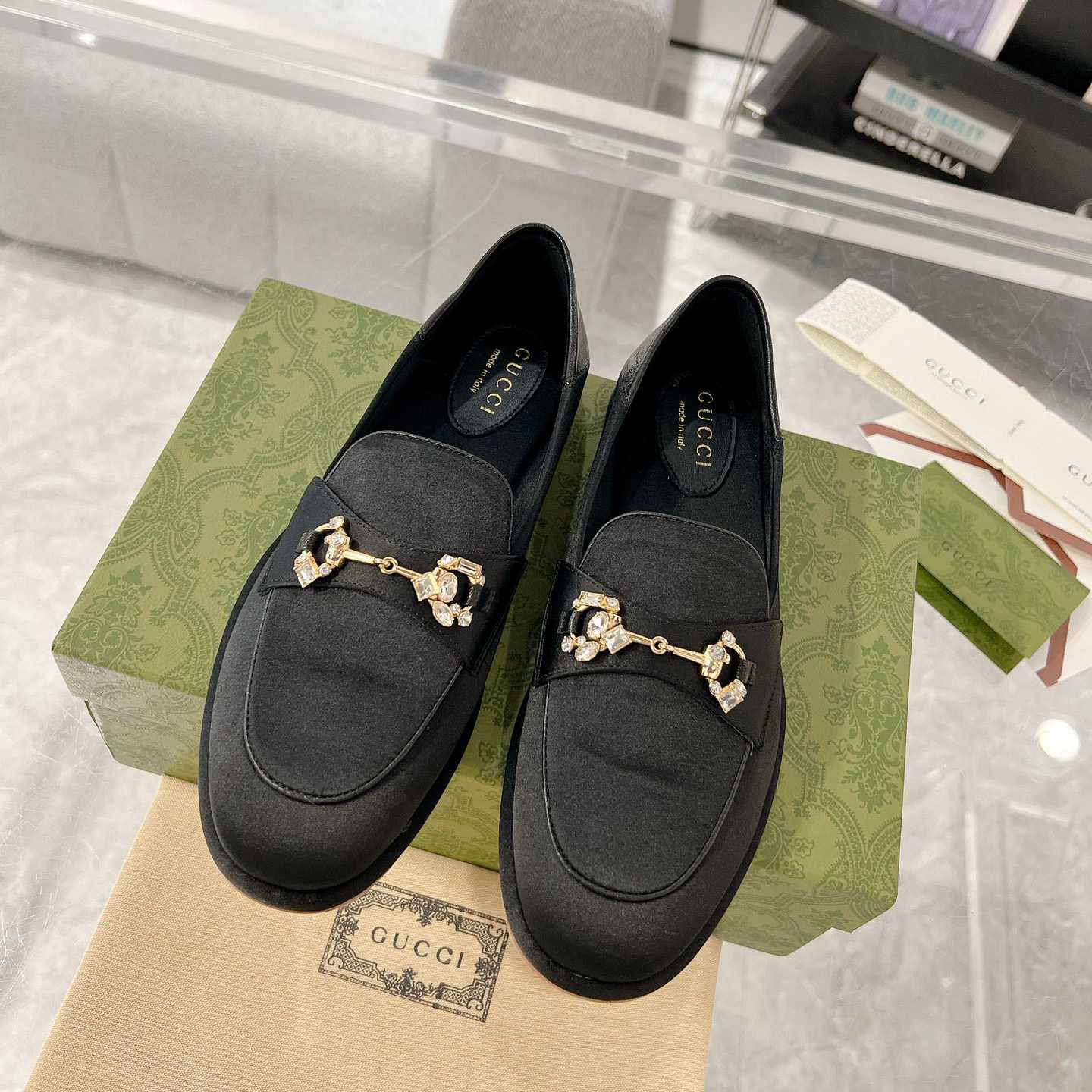 Gucci Women's Horsebit Loafer With Crystals - PerfectKickZ