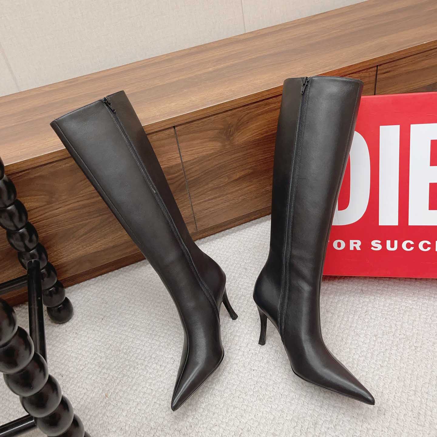 Diesel D-Venus HBT - Leather Boots With Oval D Plaque - PerfectKickZ
