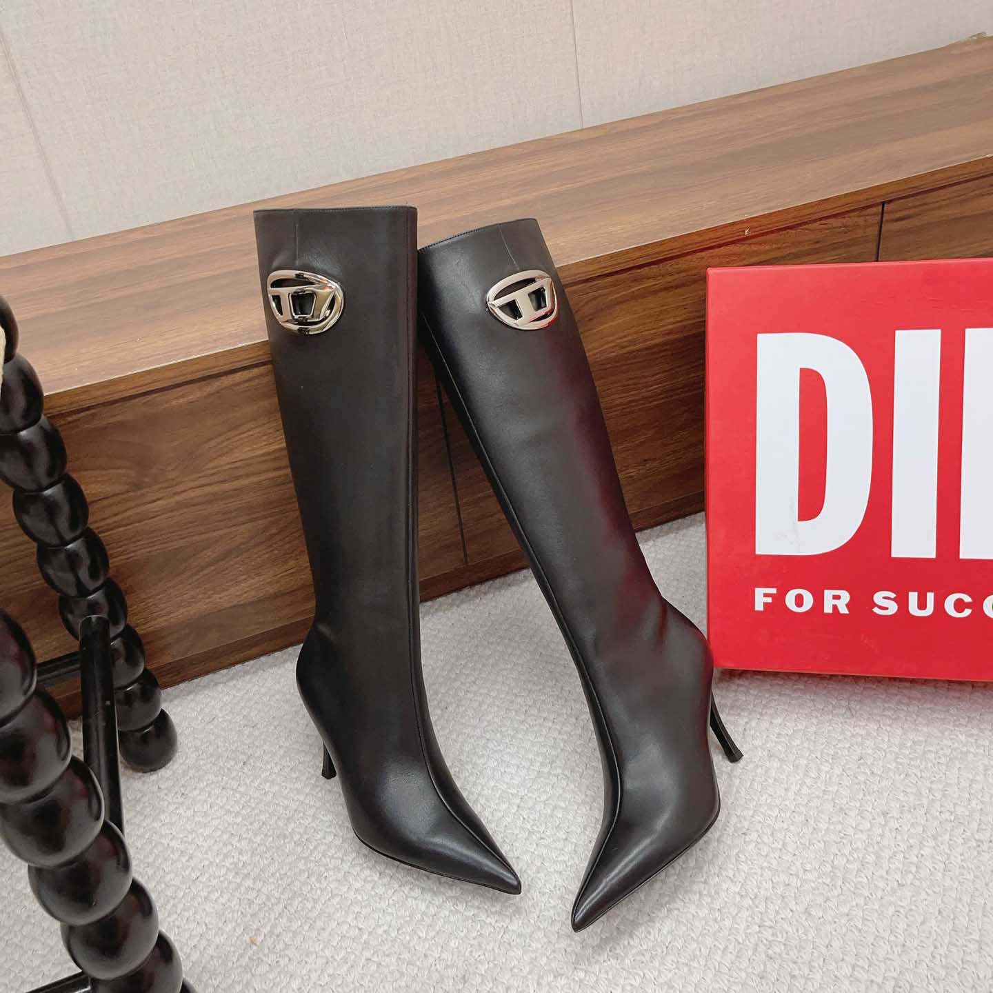Diesel D-Venus HBT - Leather Boots With Oval D Plaque - PerfectKickZ