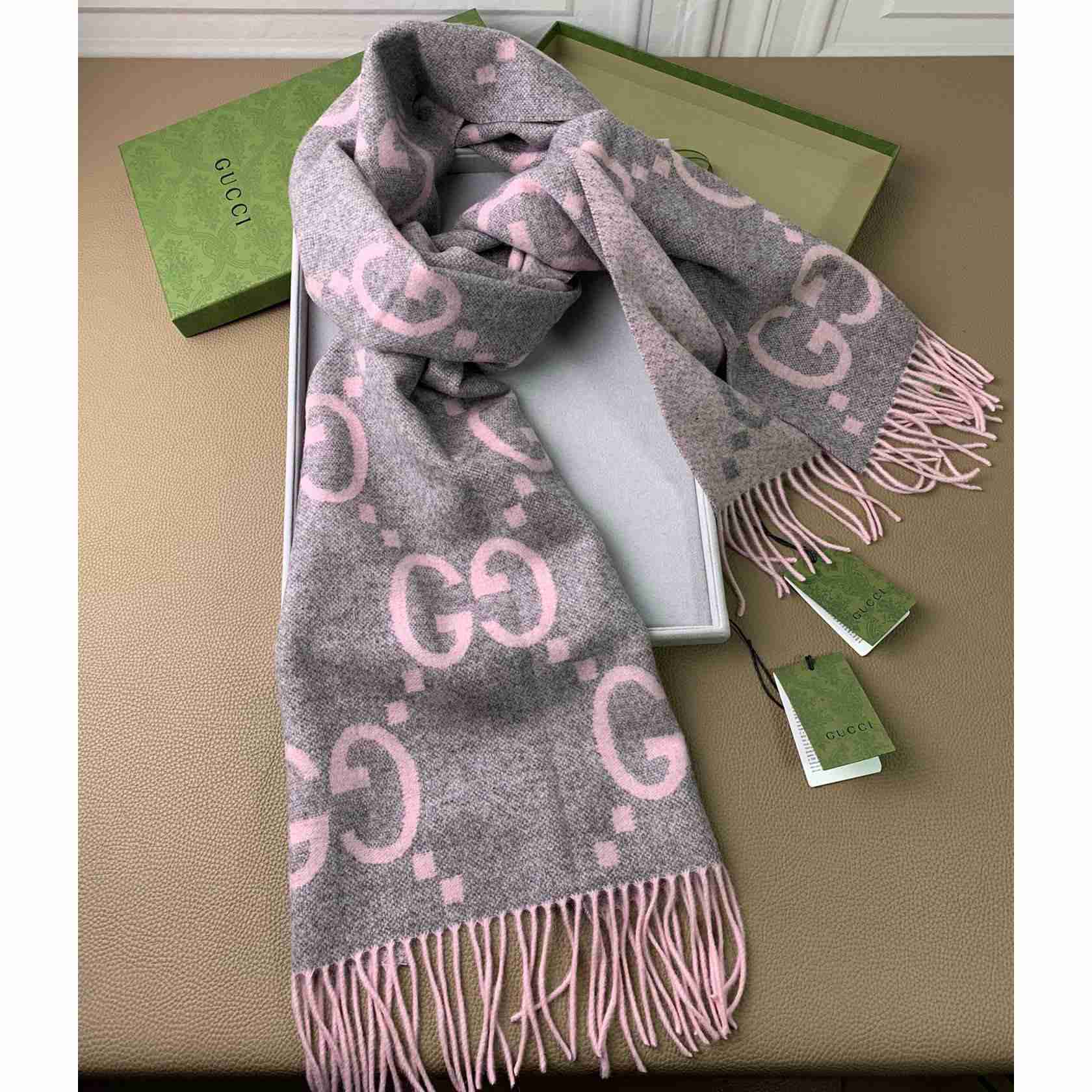 Gucci GG Cashmere Jacquard Scarf - PerfectKickZ