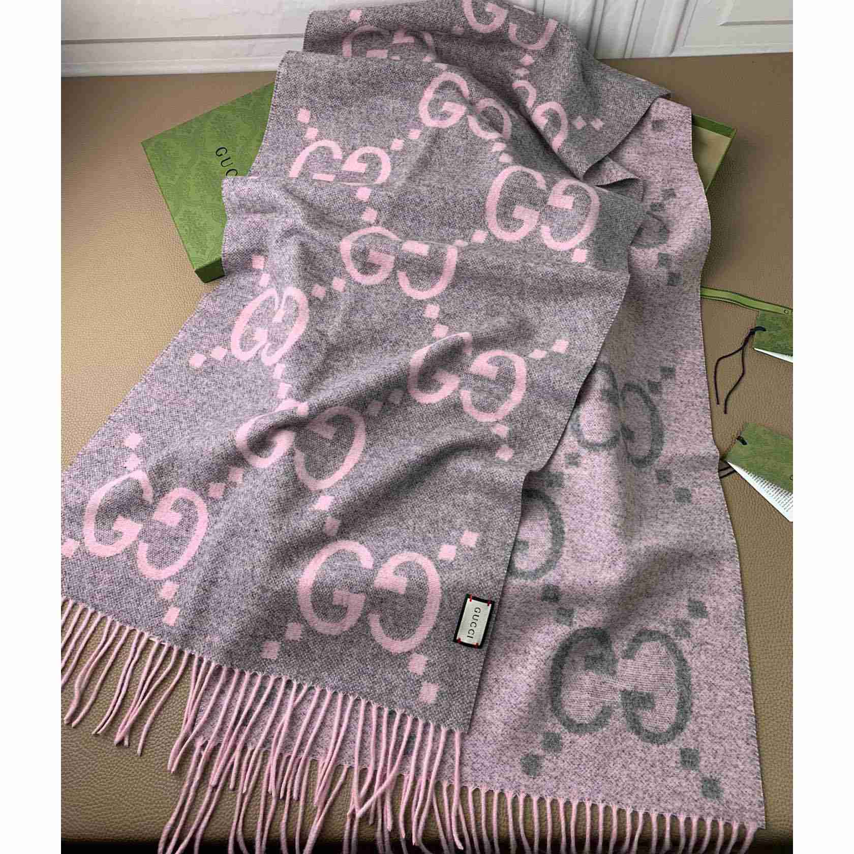 Gucci GG Cashmere Jacquard Scarf - PerfectKickZ