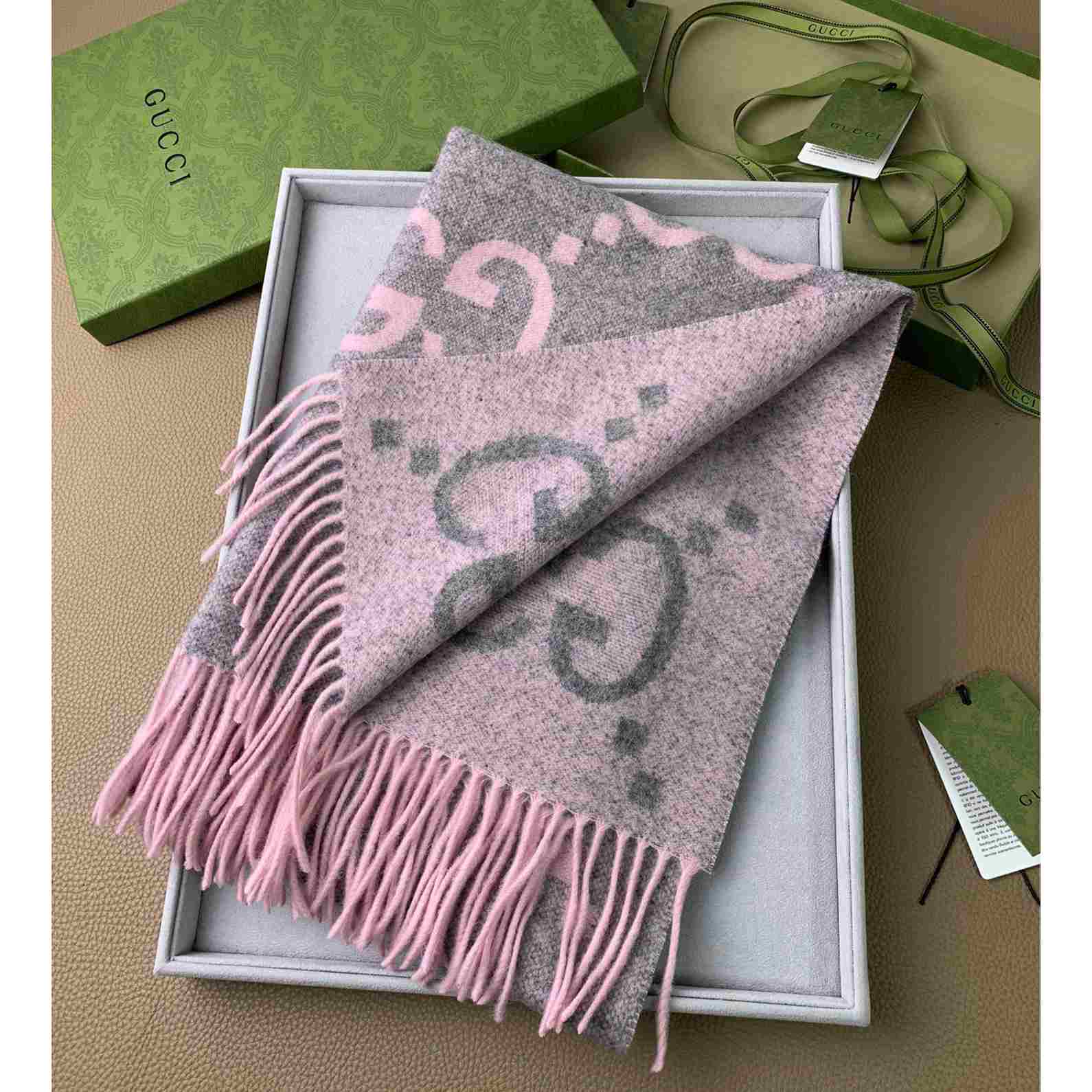 Gucci GG Cashmere Jacquard Scarf - PerfectKickZ