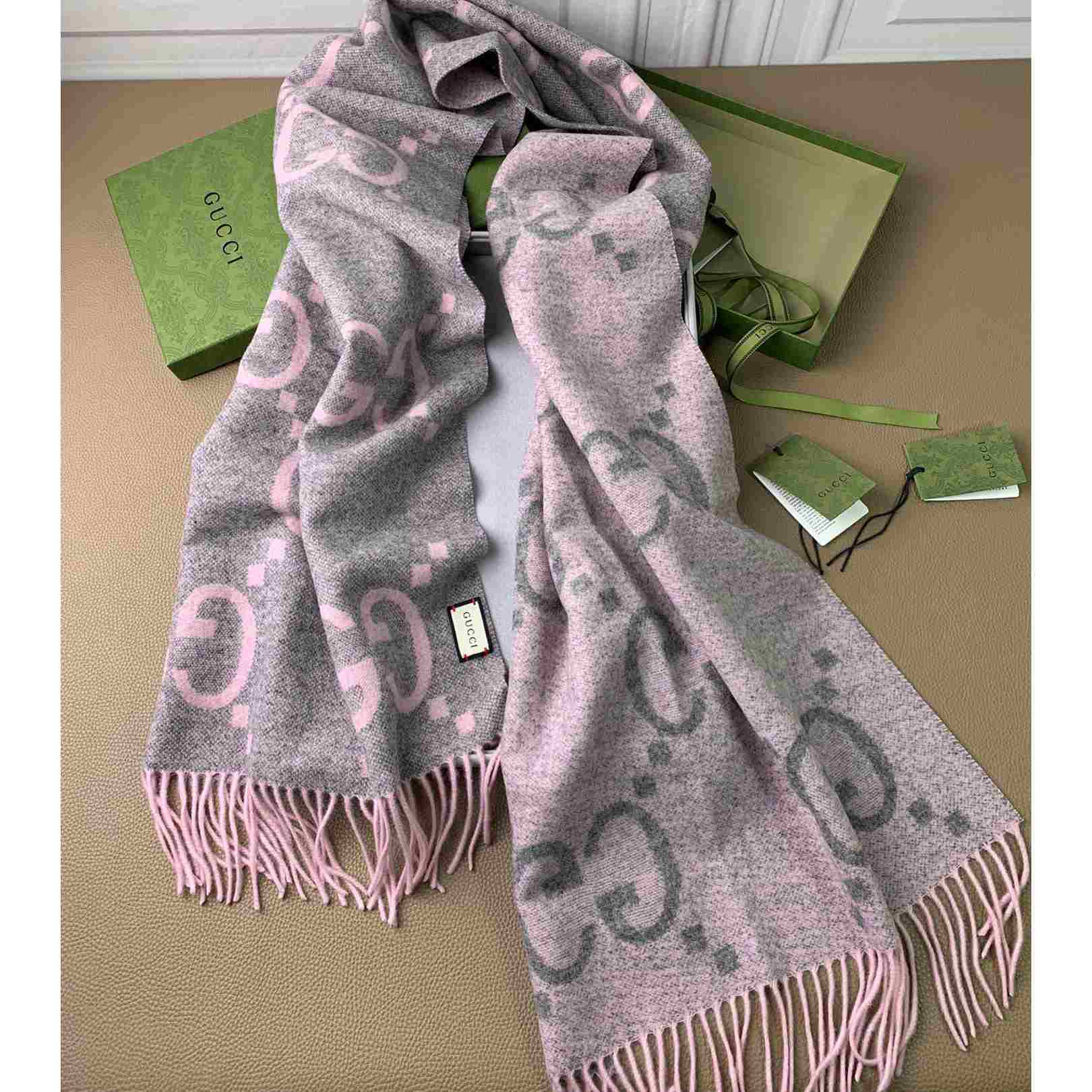 Gucci GG Cashmere Jacquard Scarf - PerfectKickZ