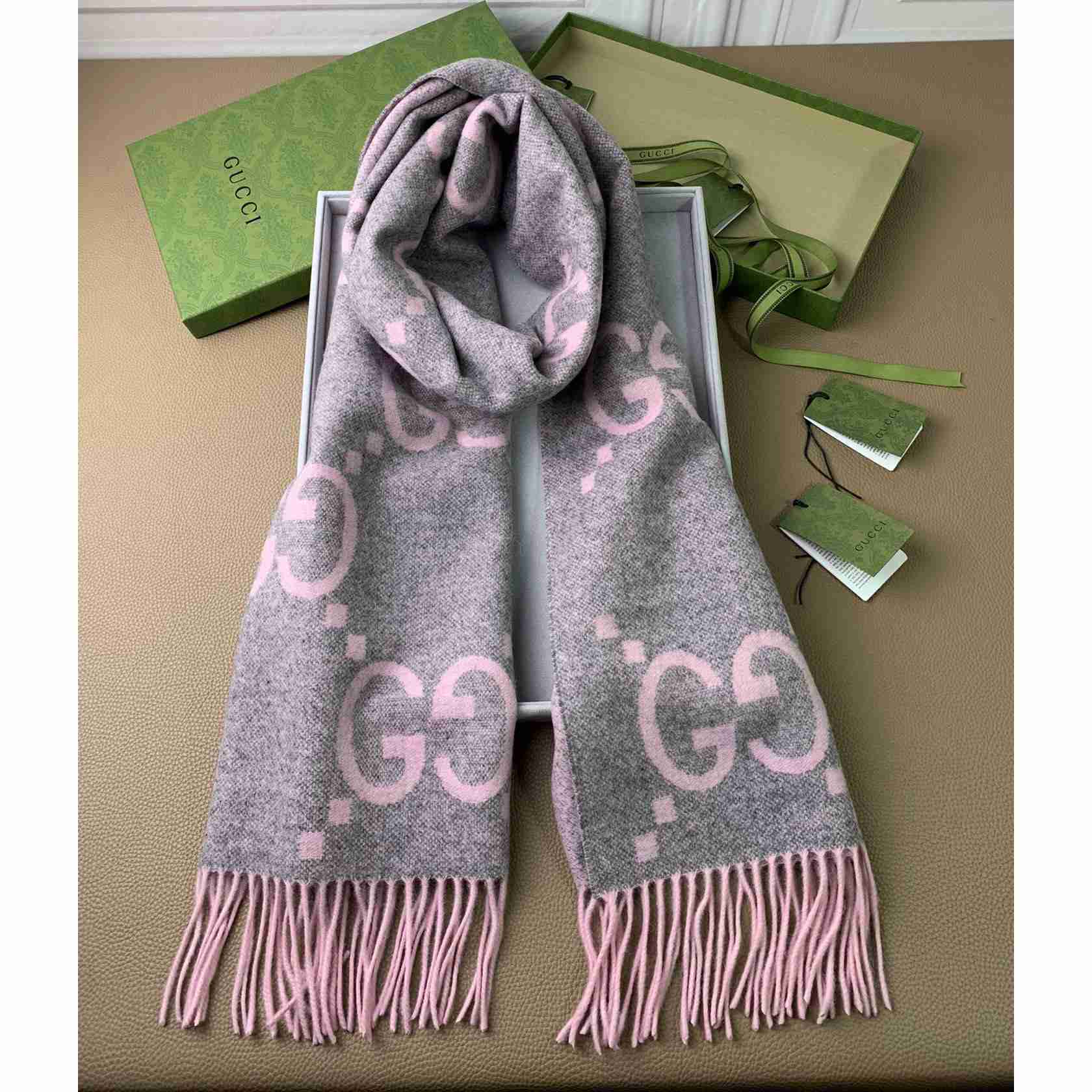 Gucci GG Cashmere Jacquard Scarf - PerfectKickZ