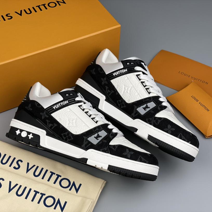 Louis Vuitton Trainer Sneaker In Blakc&White(Upon UK Size) - PerfectKickZ