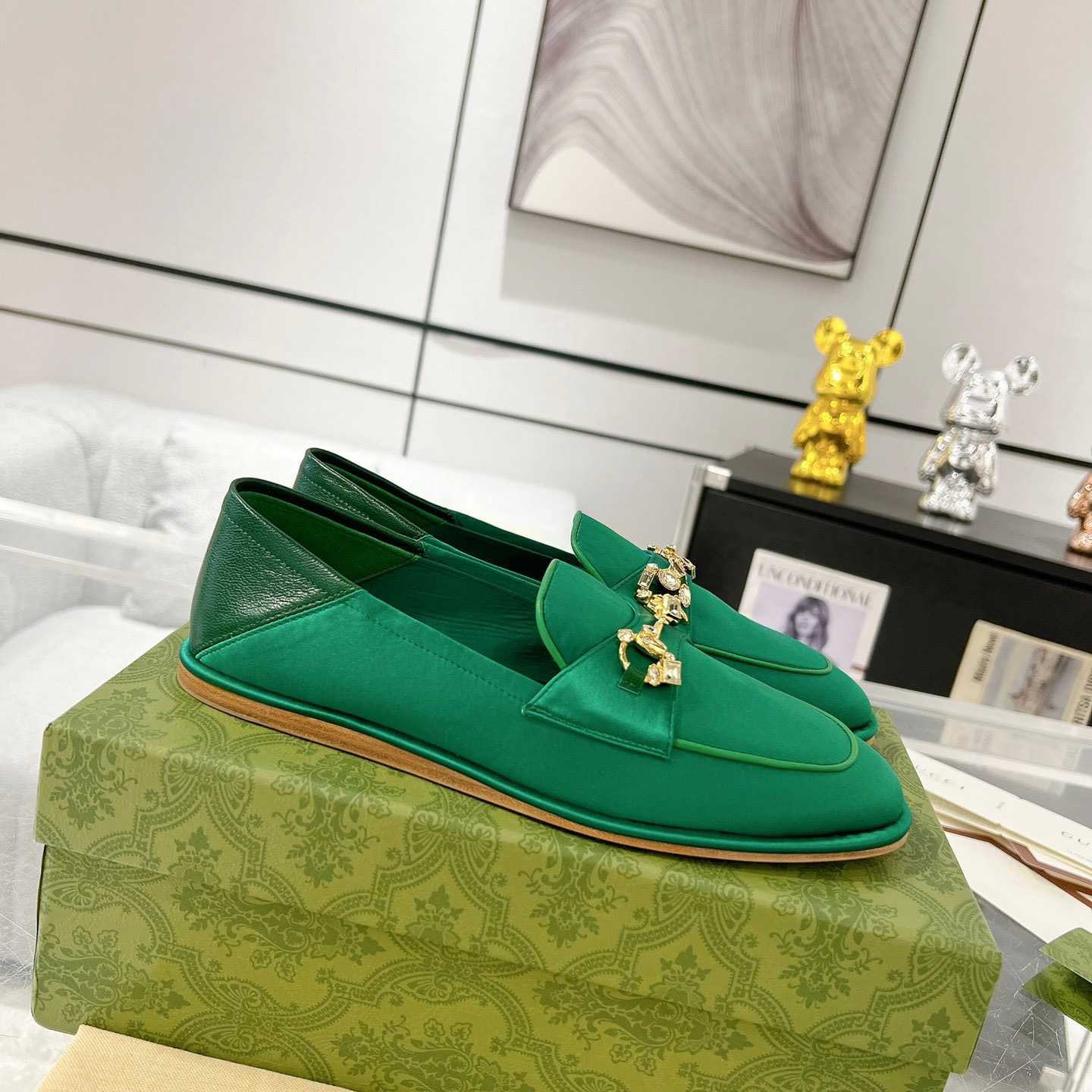 Gucci Women's Horsebit Loafer With Crystals - PerfectKickZ