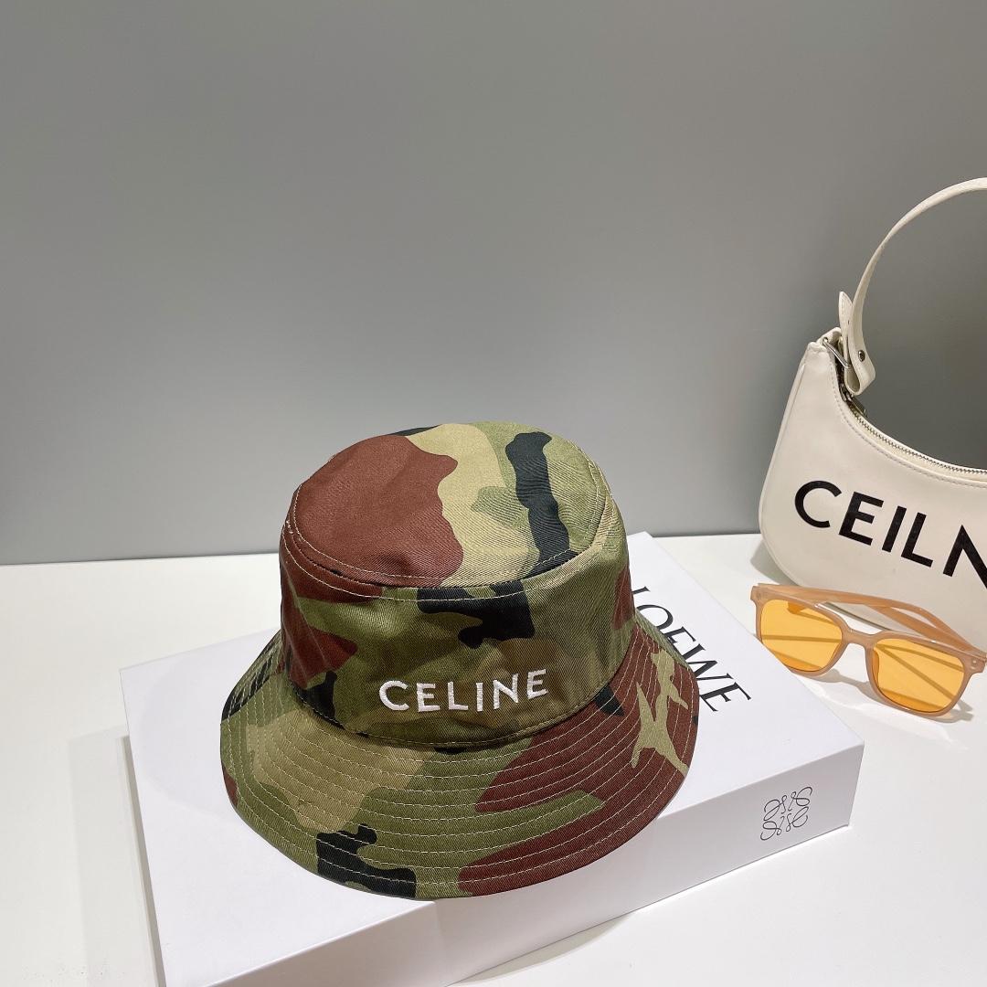 Celine Embroidered Bucket Hat In Camouflage Cotton - PerfectKickZ