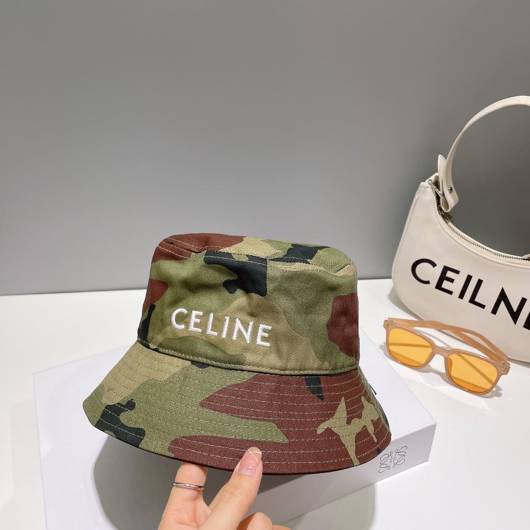 Celine Embroidered Bucket Hat In Camouflage Cotton - PerfectKickZ