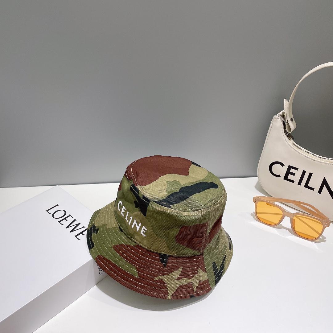 Celine Embroidered Bucket Hat In Camouflage Cotton - PerfectKickZ