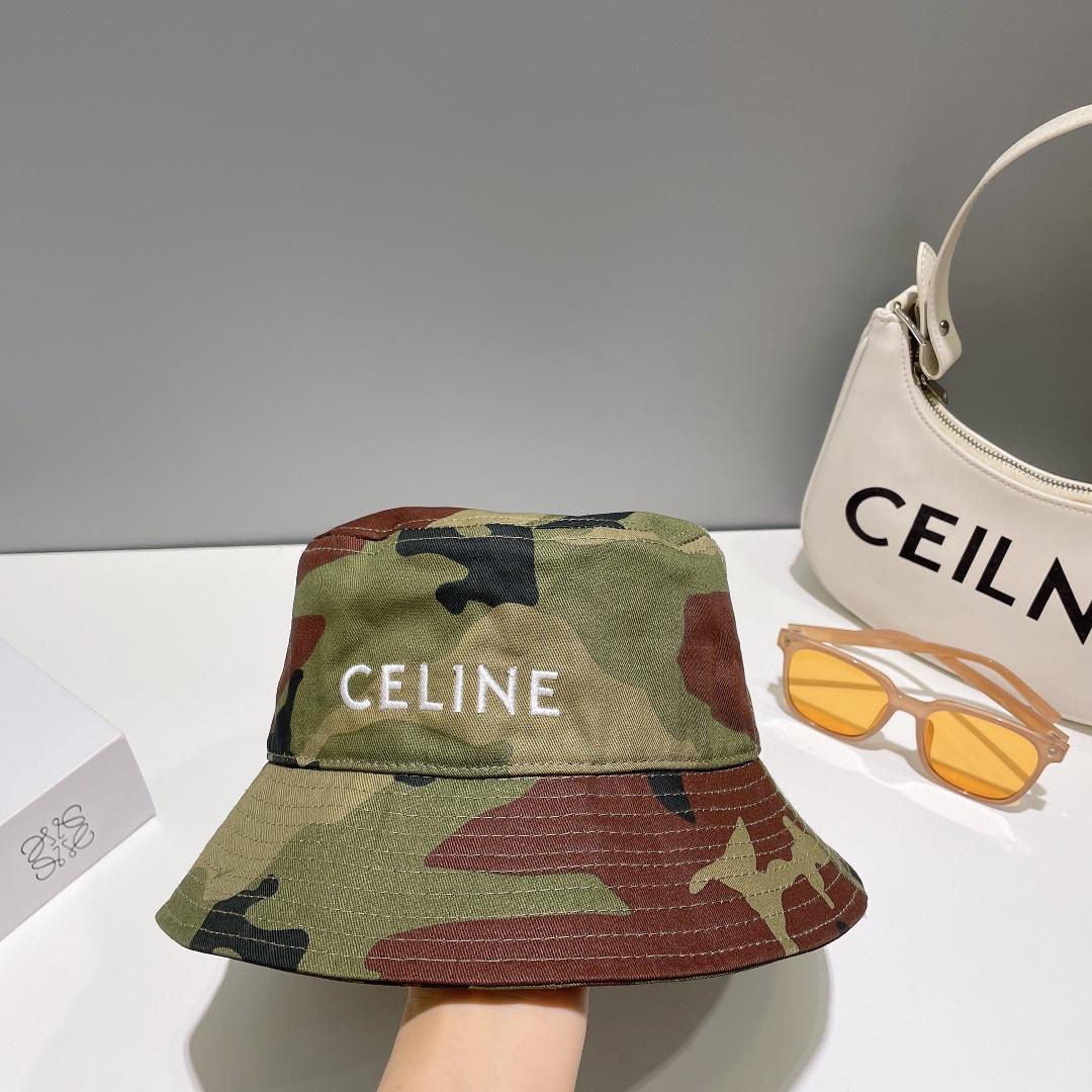 Celine Embroidered Bucket Hat In Camouflage Cotton - PerfectKickZ