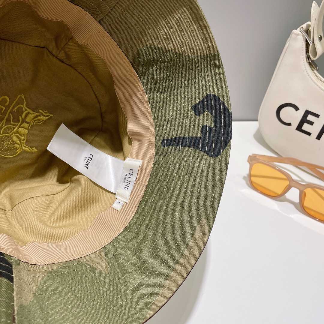 Celine Embroidered Bucket Hat In Camouflage Cotton - PerfectKickZ