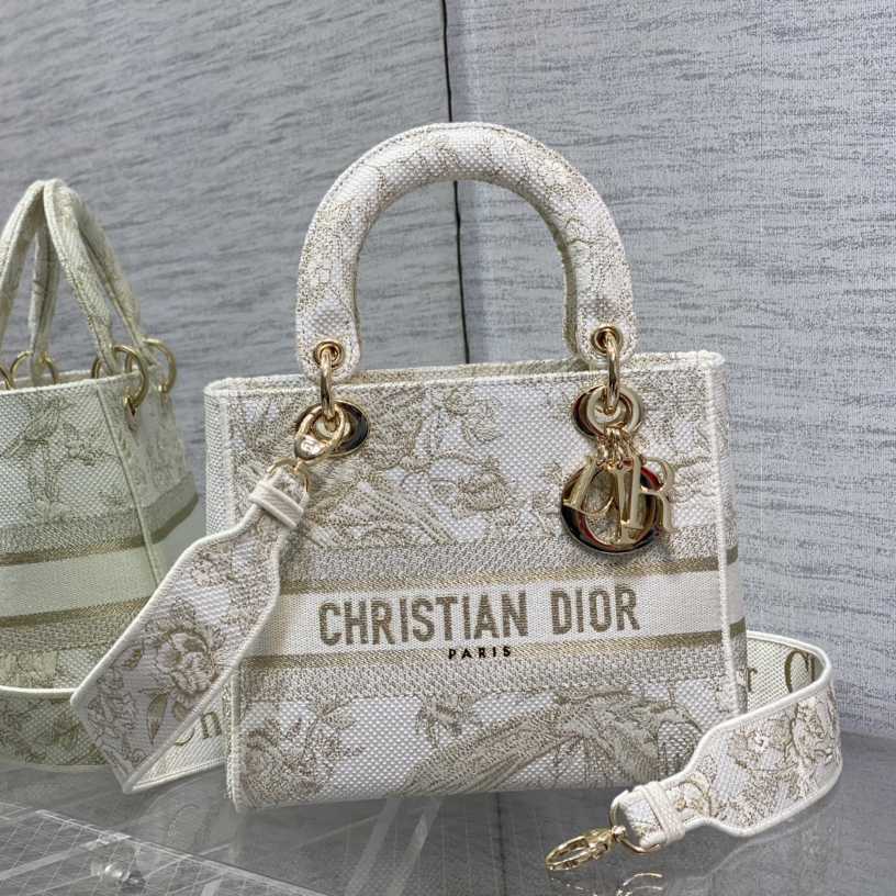 Dior Medium Embroidered Lady D-lite Bag - PerfectKickZ