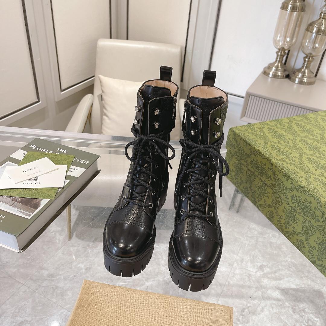 Gucci Women's GG Matelasse Lace-up Boot - PerfectKickZ