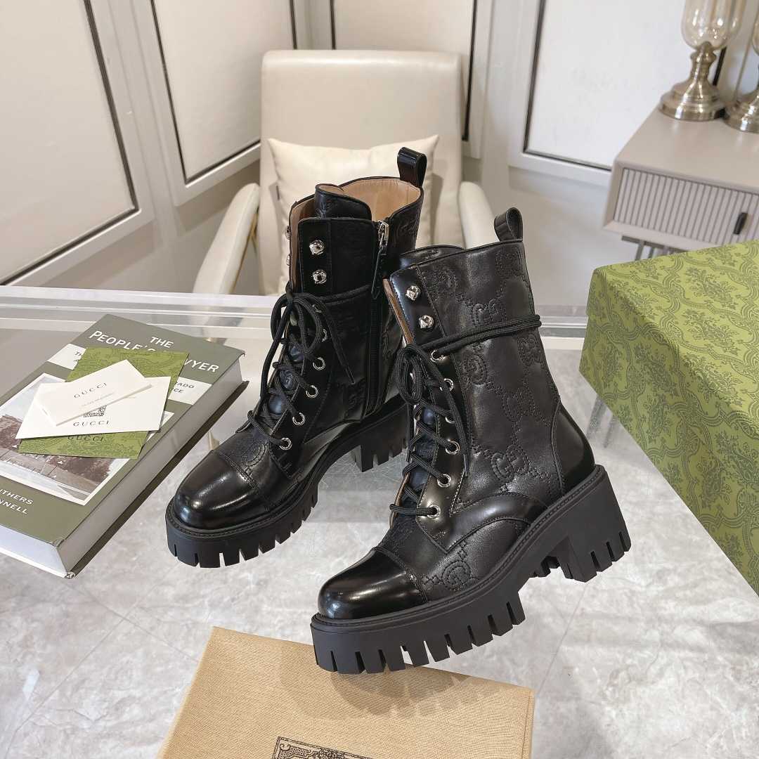 Gucci Women's GG Matelasse Lace-up Boot - PerfectKickZ