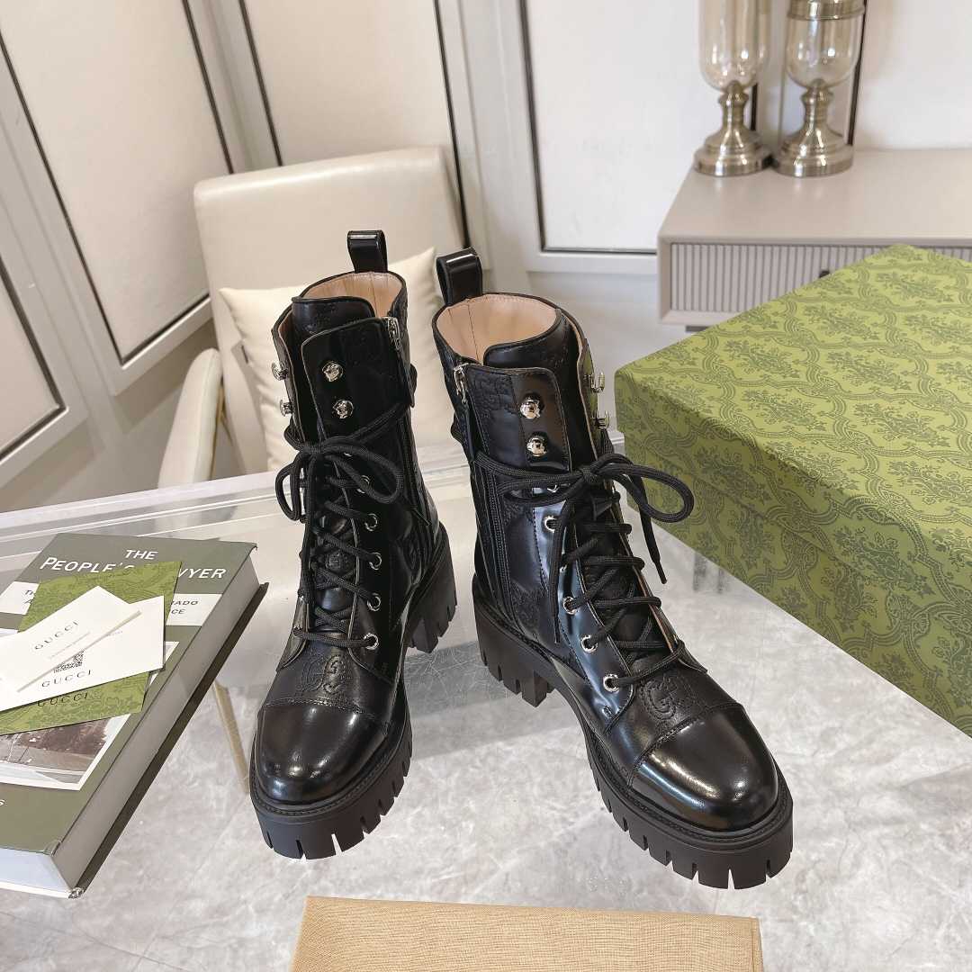 Gucci Women's GG Matelasse Lace-up Boot - PerfectKickZ