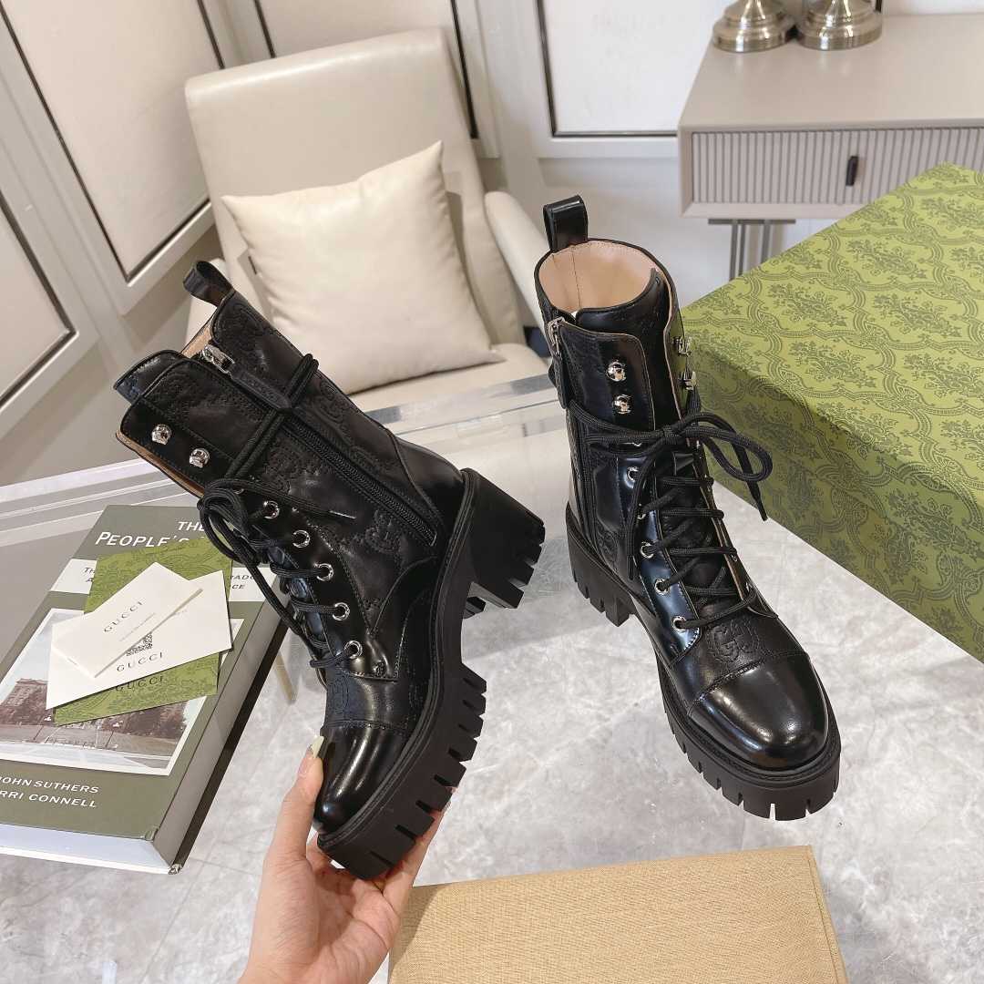 Gucci Women's GG Matelasse Lace-up Boot - PerfectKickZ