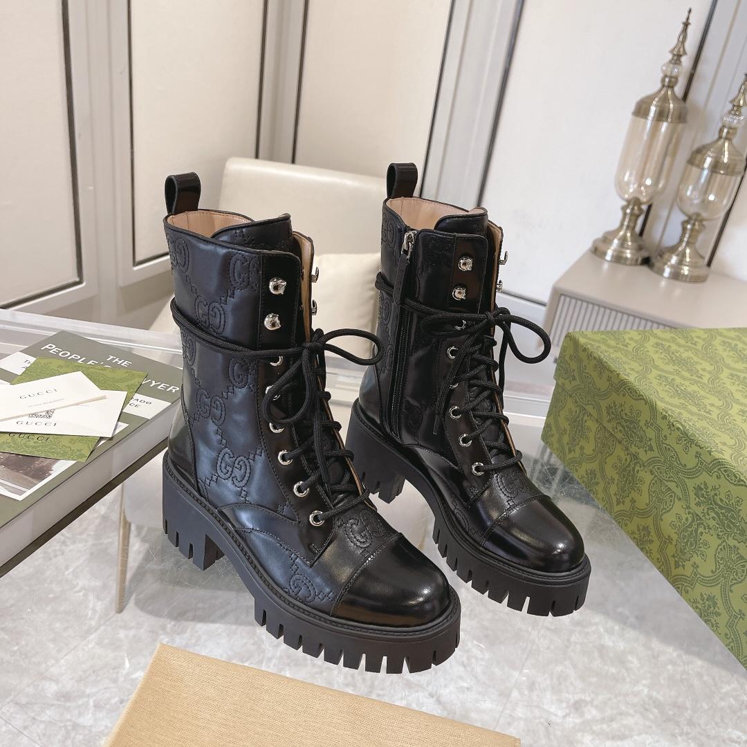 Gucci Women's GG Matelasse Lace-up Boot - PerfectKickZ