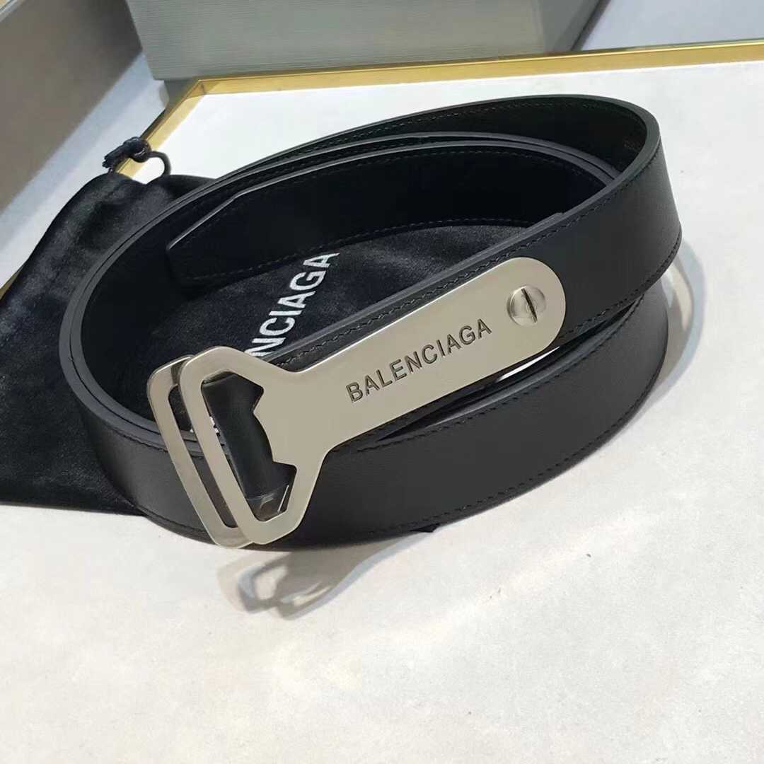 Balenciaga Bottle Opener D Ring Belt In Black - PerfectKickZ
