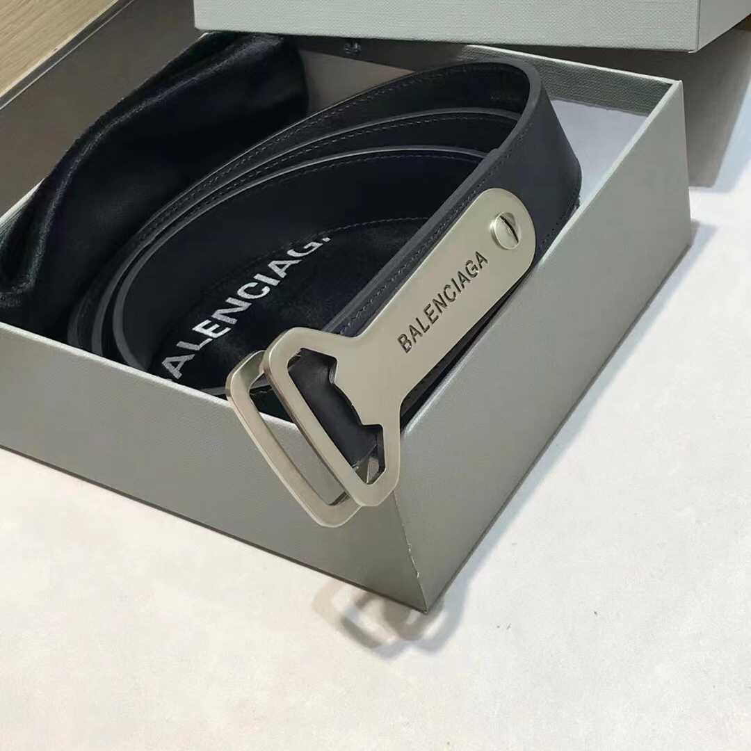 Balenciaga Bottle Opener D Ring Belt In Black - PerfectKickZ