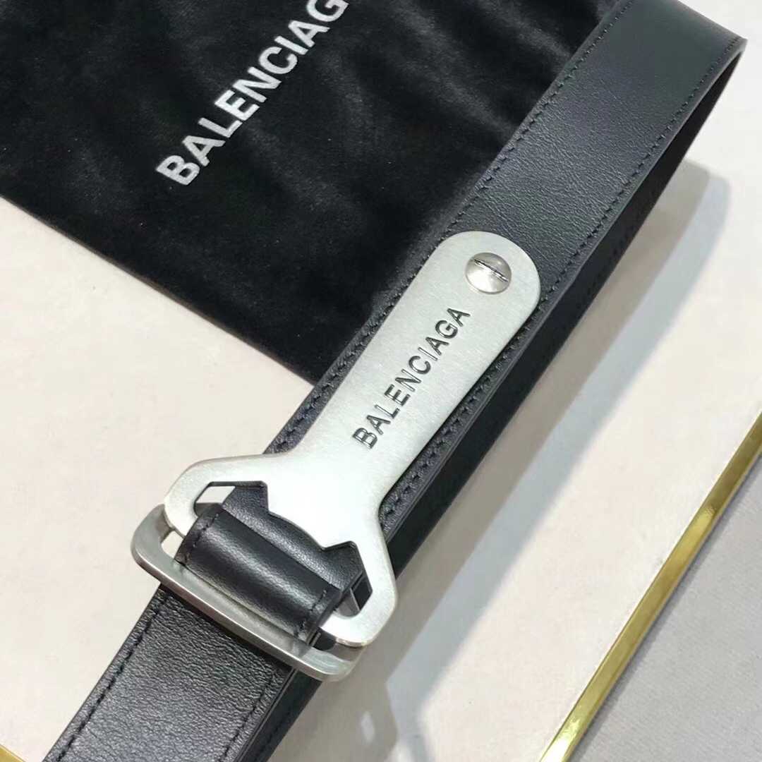 Balenciaga Bottle Opener D Ring Belt In Black - PerfectKickZ