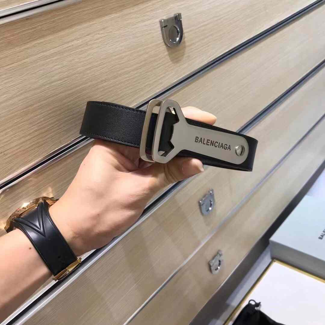 Balenciaga Bottle Opener D Ring Belt In Black - PerfectKickZ