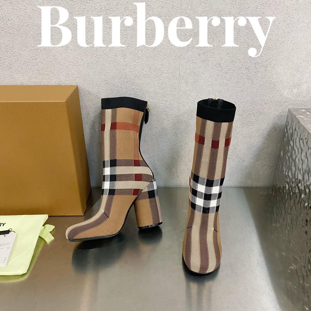 Burberry Knitted Check Sock Boots - PerfectKickZ