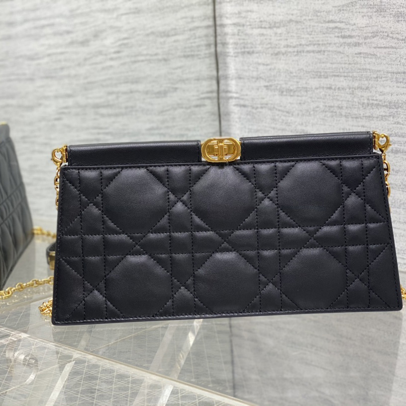 Dior Caro Colle Noire Clutch With Chain - PerfectKickZ