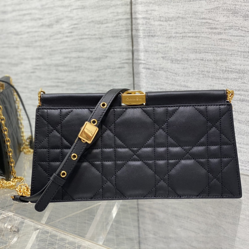 Dior Caro Colle Noire Clutch With Chain - PerfectKickZ