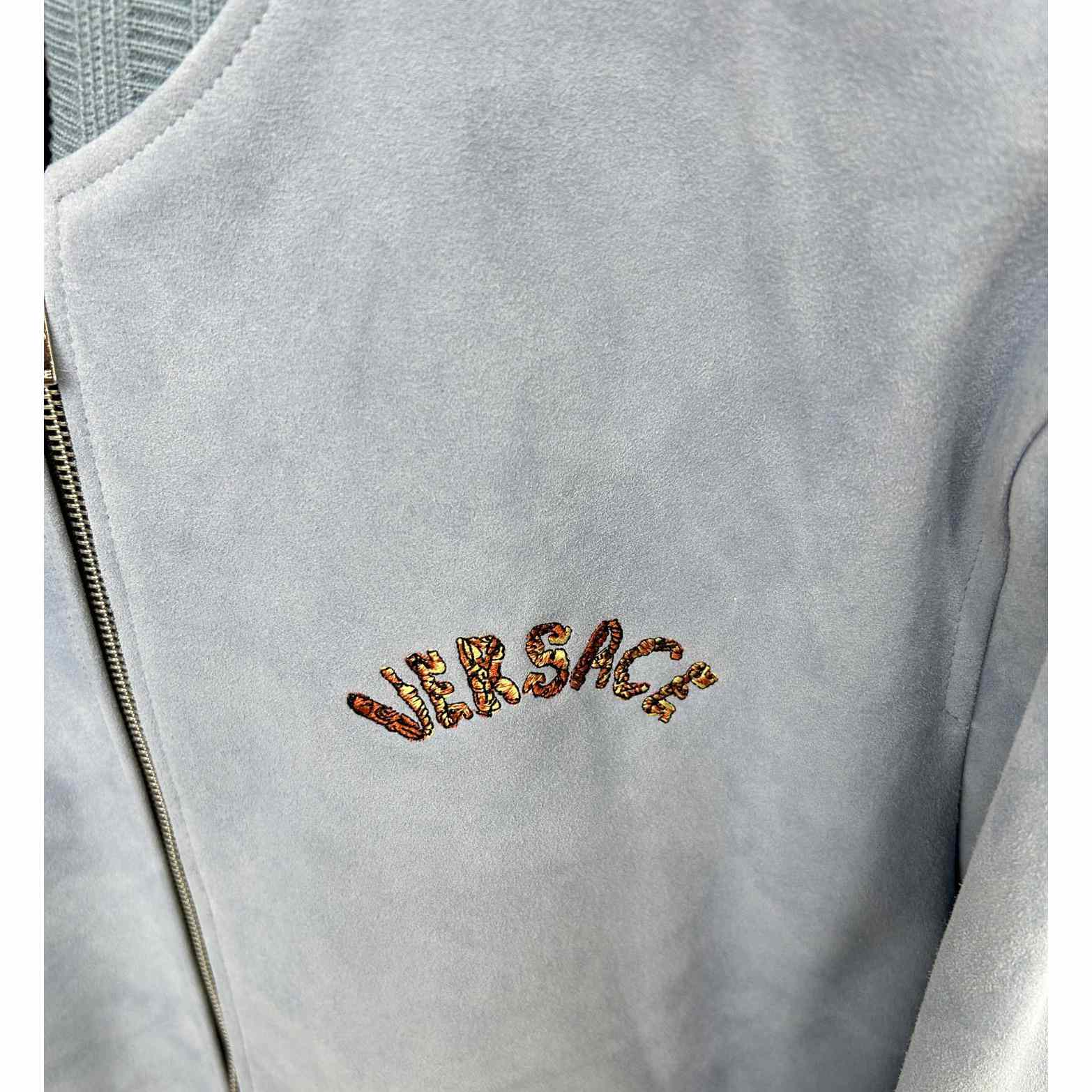 Versace Seashell Baroque Logo Suede Jacket - PerfectKickZ