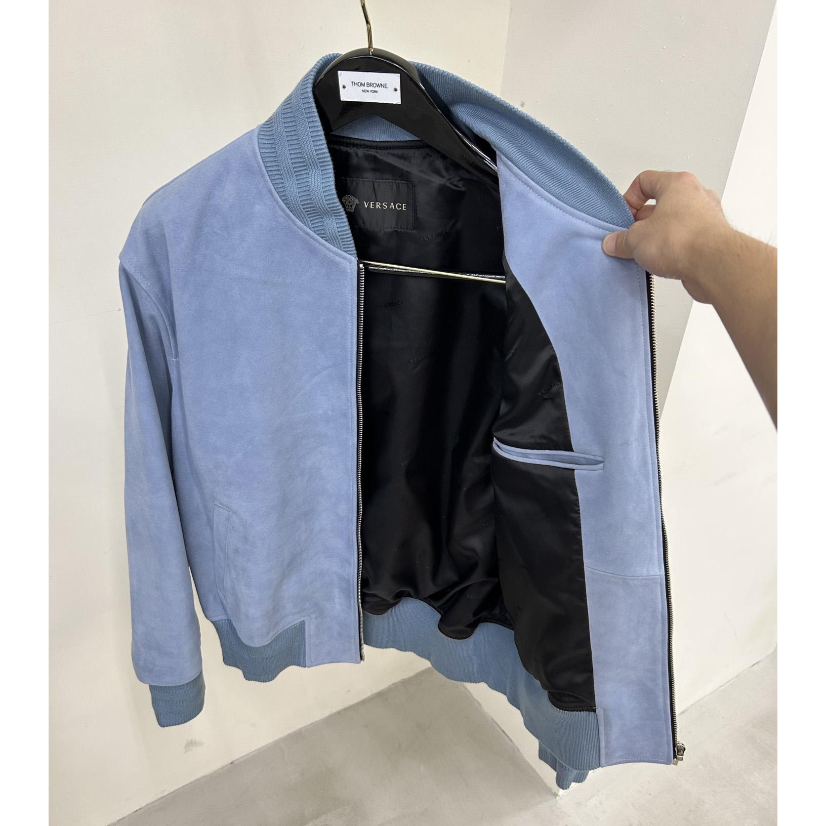 Versace Seashell Baroque Logo Suede Jacket - PerfectKickZ